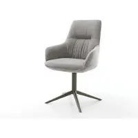 DELIFE Draaistoel Zelia-Flex met armleuning zachte stof met structuur grijs kruispoot afwerking met titanium 360° draaibaar rocker-functie pocketveer kern