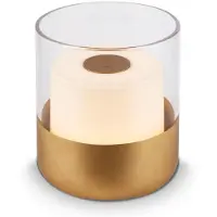 Briloner Batterijgevoede LED-tafellamp, met glas, goudkleurig, 1x LED/2W