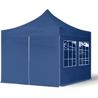 TOOLPORT 3x3 m Easy up partytent met zijwanden (4 vensters), blauw