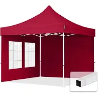 TOOLPORT 3x3 m Easy up partytent, ECONOMY staal 30mm met zijwanden (vensters), rood