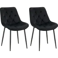 CLP Wallace Set van 2 eetkamerstoelen - Zonder armleuning - Metalen frame - Vloerbeschermers - Velvet - Fluweel/zwart