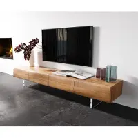 DELIFE TV-meubel New Live-Edge 200 cm acacia natuur 4 deuren acrylpootjes
