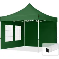 TOOLPORT 3x3 m Easy up partytent, ECONOMY staal 30mm met zijwanden (vensters), donkergroen
