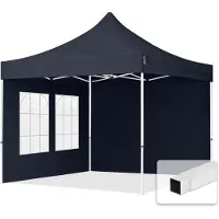 TOOLPORT 3x3 m Easy up partytent, ECONOMY staal 30mm met zijwanden (vensters), donkergrijs