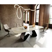 DELIFE Eetkamertafel Edge Boot 240x120 cm Keramiek Iris FMG Onice Oro W-onderstel Metaal Zwart