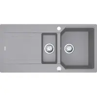 Franke spoelbak URBAN UBG 651 in steingrijs, inclusief afdruipbak / uitsparingmaat 980 x 480 mm / granieten spoelbak