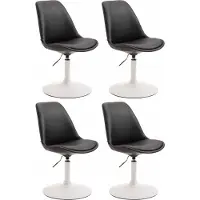 CLP Set van 4 eetkamerstoelen Maverick, kunstleer, draaibaar en traploos verstelbaar, zwart, met wit frame