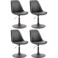 CLP Set van 4 eetkamerstoelen Maverick, kunstleer, draaibaar en traploos verstelbaar, zwart, frame in zwarte kleur