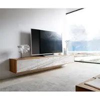 DELIFE Tv-meubel Kleo 220 cm acacia natuur 4 deuren zwevend
