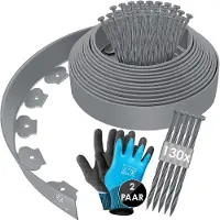 Kesser Rollborder Flexibele Gazonrand kunststof Borderrand met grondankers + handschoenen, | hoogte: 5cm, lengte: 10m, 20m, 30m, 40m, 50m