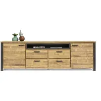 Bommel Wonen Tv meubel (hoog - 240cm) Steelwood - Seasoned Brown/Metaal Zwart