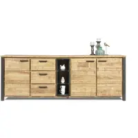 Bommel Wonen Dressoir (220cm) Steelwood - Seasoned Brown/Metaal Zwart