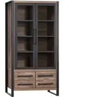 Bommel Wonen Vitrinekast Wisconsin - 100 cm - Lamulux Mokka - 2 deuren, 2 laden