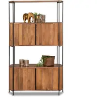 De Bommel Meubelen Wandkast Amare - 170 cm - Mangohout Lichtbruin - 4 deuren, 2 open vakken