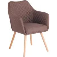 CLP Esszimmerstoel Gent met armleuningen, fauteuil met houten frame, moderne keukenstoel, bruin, frame in natuurlijke kleur