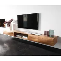DELIFE Tv-meubel New Live-Edge 240 cm acacia natuur 4 deuren 1 plank zwevend