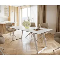DELIFE Eetkamertafel Edge 200x100 cm Keramiek LaminamStatuarietto Wit Metaal Schuin Wit