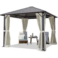 TOOLPORT Tuinpaviljoen 3x3m, Hardtop, 4 zijwanden, beige