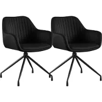CLP Welby Set van 2 eetkamerstoelen - met armleuning - klassiek - draaibaar - Fluweel/zwart