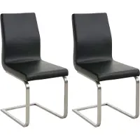 CLP Belfort Set van 2 eetkamerstoelen - Kunstleer - zwart
