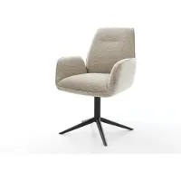 DELIFE Draaistoel Zoa-Flex geweven stof beige kruispoot zwart 360° draaibaar rocker-functie pocketveer kern
