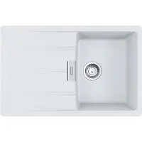 Franke spoel CENTRO CNG 611-78 in de kleur GLACIER, met excenteraansluiting, draaiknop, roestvrij staal / uitsparing 760 x 480 mm, R15 / granieten spoel
