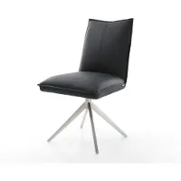 DELIFE Draaistoel Lelio-Flex echt leer zwart kruisframe breed roestvrij staal 360° draaibaar rocker-functie pocketveer kern