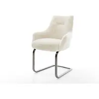 DELIFE Sledemodel Alja-Flex met armleuning pluchen crème-wit sledemodel vlak grafiet pocketveer kern