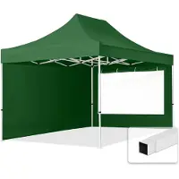 TOOLPORT 3x4,5 m Easy up partytent, ECONOMY staal 30mm met zijwanden (panorama), donkergroen