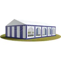 TOOLPORT Partytent 5x10 m, PVC 750, met Grondframe, blauw wit
