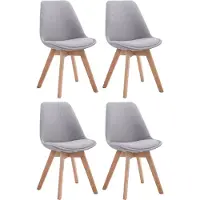 CLP Borneo V2 Set van 4 eetkamerstoelen - Stof grijs natura