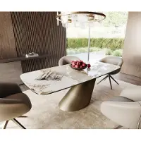 DELIFE Eettafel Edge Boot 200x100 keramiek Minas Melange wit-beige Cono metaal goud