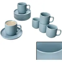 Ritzenhoff & Breker Set van 6 Jasper grijs-blauwe espressokopjes met schotels - 6x 414141 & 6x 414158