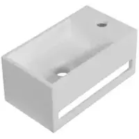 AquaVive Wasbak Naro - Solid Surface - Rechthoek - Wit - 20x35,5x16cm