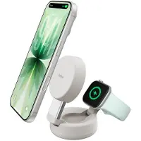 Belkin UltraCharge Pro 2 In 1 Opvouwbare MagSafe Lader Met Qi2 25 Watt Sand