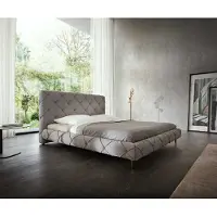 DELIFE Nayara gestoffeerd bedframe 180x200 cm bouclé zilvergrijs
