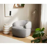 DELIFE Loungestoel Nova 88x88 cm Bouclé zilvergrijs