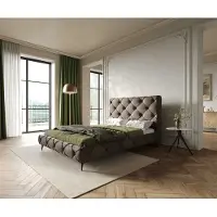 DELIFE Gestoffeerd bed Nayara 140x200 cm microvezel taupe vintage