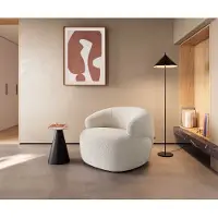 DELIFE Loungestoel Nova 88x88 cm bouclé crème-wit