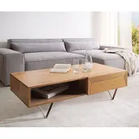 DELIFE Salontafel Kayu 115x60 cm acacia natuur 2 laden V-poot