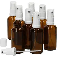 MamboCat Set van 8 apothekersflessen Glazen fles bruin 50ml met sproeikopdeksel
