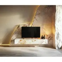 DELIFE Tv-meubel Cuor 150 cm Keramiek Minas Melange Wit-beige 1 Flap 1 Lade Zwevend