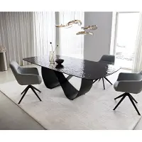 DELIFE Eettafel Edge Boot 240x120 Reliëf glas Rook zwart 3D design Infinity metaal zwart