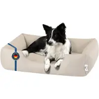 BedDog hondenbed, ZARA hondenmand met wasbare hoes, hondenkorf, hondenbank, kleur: lichtbeige (LIGHT-SAND), afmetingen: ongeveer 80x65x18 cm