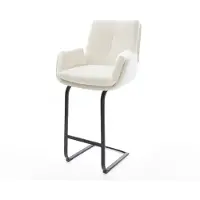 DELIFE Barstoel Clea-Flex Bouclé zacht Beige Vrijkantelframe plat metaal Zwart