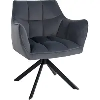 CLP Eetkamerstoel, draaibaar model "Swing", keukenstoel met armleuningen en terugschuiffunctie, donkergrijs frame, zwarte poten
