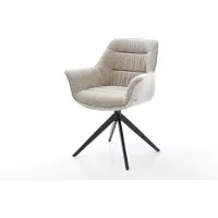 DELIFE Draaistoel Kaira-Flex geweven stof beige kruisframe breed zwart 360° draaibaar rocker-functie