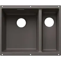 BLANCO SUBLINE 340/160-U, inbouwdag, voor gekleurde componenten. Spoelbak van SILGRANIT, vulkanisch grijs, vanaf 60 cm, zonder afvoer. Afstandsbediening