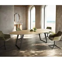 DELIFE Eetkamertafel Edge Oval 280x130 cm Keramiek Laminam Sabbia eikenkleurig Metaal Schuin Zwart