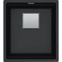 Franke KNG 110-37 Onyx, inbouwspoelbak. Inclusief zeefmand als drukknopafvoer, met verborgen overloop en afvoer, inclusief afvoerset